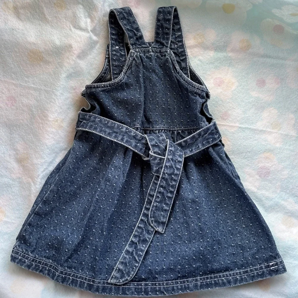 EUC Vintage Toddler Girl 2T Denim Jumper Dress Overalls Dress Beautiful‎